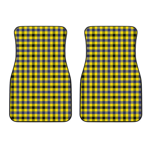Yellow Black And Navy Plaid Print Front Car Floor Mats