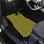 Yellow Black And Navy Plaid Print Front Car Floor Mats