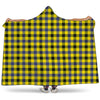 Yellow Black And Navy Plaid Print Hooded Blanket