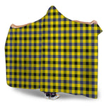 Yellow Black And Navy Plaid Print Hooded Blanket