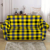 Yellow Black And Navy Plaid Print Loveseat Slipcover