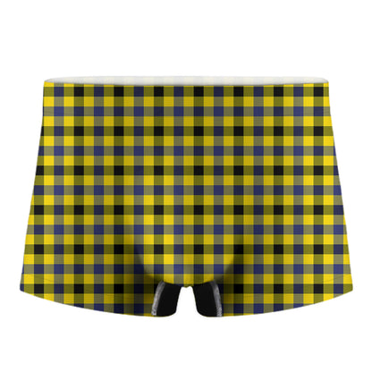 Yellow Black And Navy Plaid Print Men's Boxer Briefs