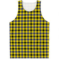 Yellow Black And Navy Plaid Print Men's Tank Top