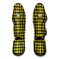 Yellow Black And Navy Plaid Print Muay Thai Shin Guards