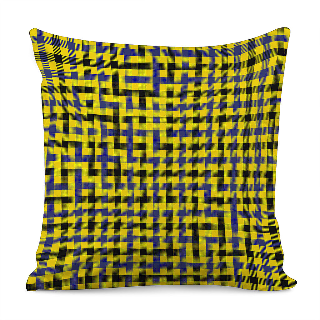 Yellow Black And Navy Plaid Print Pillow Cover