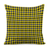 Yellow Black And Navy Plaid Print Pillow Cover