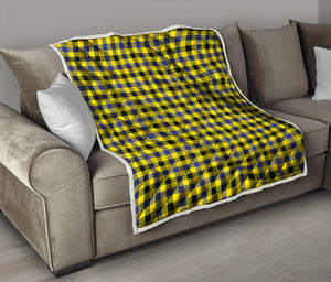 Yellow Black And Navy Plaid Print Quilt