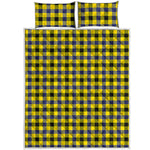 Yellow Black And Navy Plaid Print Quilt Bed Set