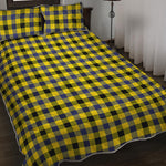 Yellow Black And Navy Plaid Print Quilt Bed Set