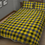 Yellow Black And Navy Plaid Print Quilt Bed Set