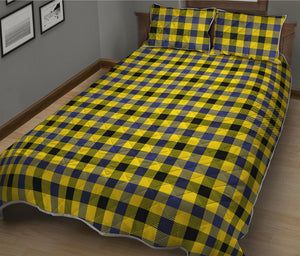 Yellow Black And Navy Plaid Print Quilt Bed Set