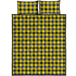 Yellow Black And Navy Plaid Print Quilt Bed Set