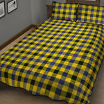 Yellow Black And Navy Plaid Print Quilt Bed Set