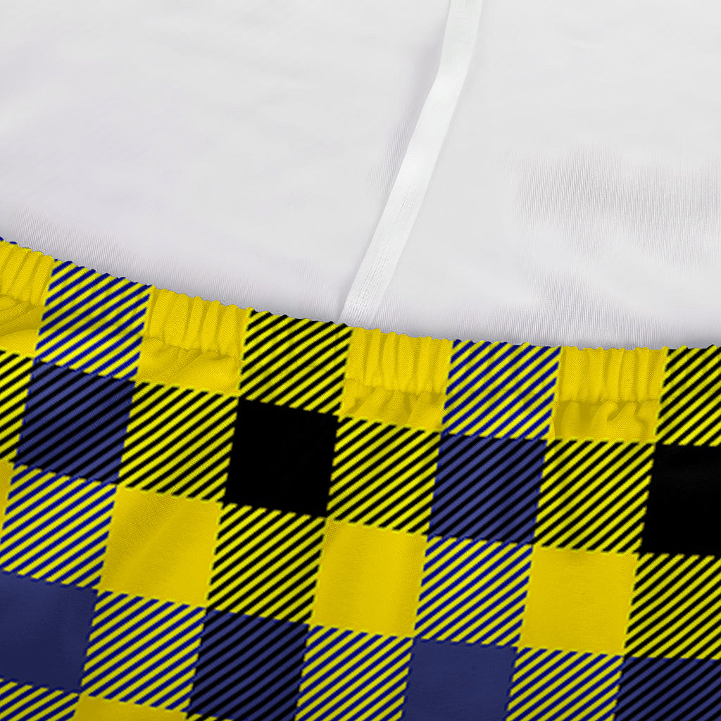 Yellow Black And Navy Plaid Print Sofa Cover