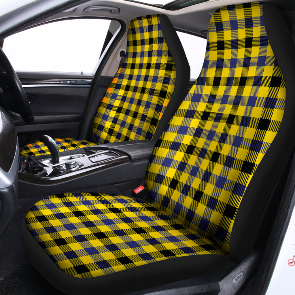Yellow Black And Navy Plaid Print Universal Fit Car Seat Covers