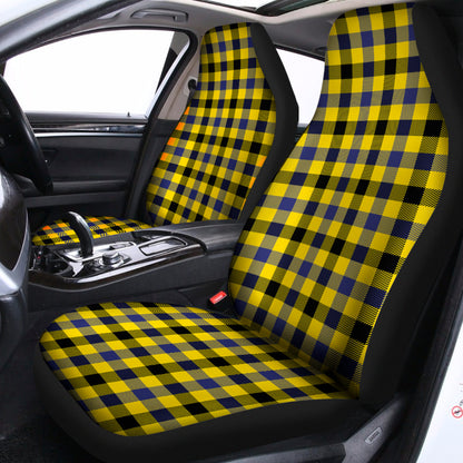 Yellow Black And Navy Plaid Print Universal Fit Car Seat Covers