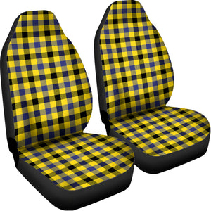 Yellow Black And Navy Plaid Print Universal Fit Car Seat Covers