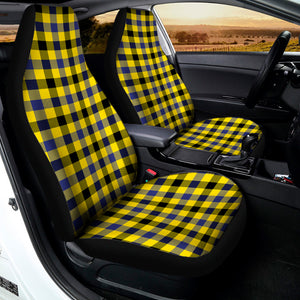 Yellow Black And Navy Plaid Print Universal Fit Car Seat Covers