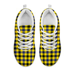 Yellow Black And Navy Plaid Print White Sneakers