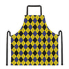 Yellow Blue And Black Argyle Print Apron