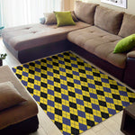 Yellow Blue And Black Argyle Print Area Rug