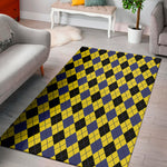 Yellow Blue And Black Argyle Print Area Rug