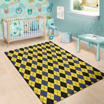 Yellow Blue And Black Argyle Print Area Rug