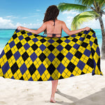 Yellow Blue And Black Argyle Print Beach Sarong Wrap