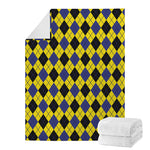 Yellow Blue And Black Argyle Print Blanket
