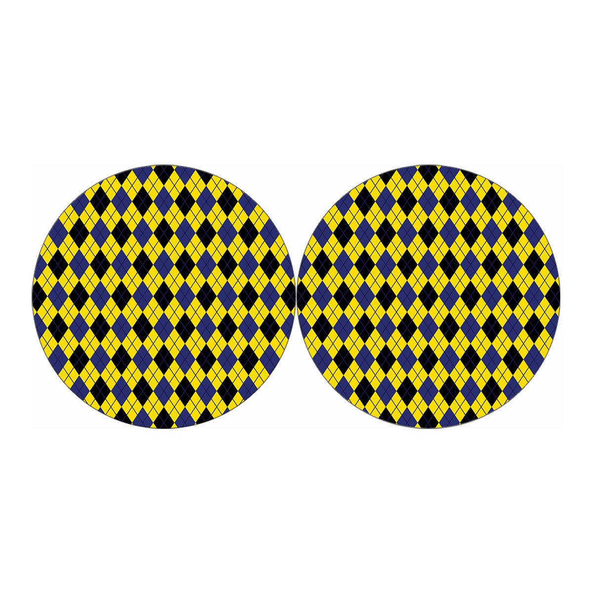 Yellow Blue And Black Argyle Print Car Coasters