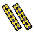 Yellow Blue And Black Argyle Print Car Seat Belt Covers