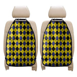 Yellow Blue And Black Argyle Print Car Seat Organizers