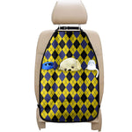 Yellow Blue And Black Argyle Print Car Seat Organizers