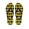 Yellow Blue And Black Argyle Print Flip Flops