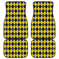 Yellow Blue And Black Argyle Print Front and Back Car Floor Mats