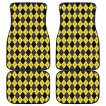 Yellow Blue And Black Argyle Print Front and Back Car Floor Mats
