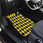 Yellow Blue And Black Argyle Print Front and Back Car Floor Mats