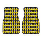 Yellow Blue And Black Argyle Print Front Car Floor Mats