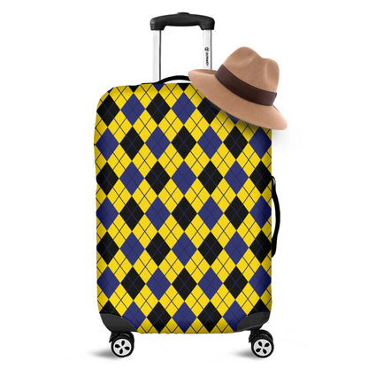 Yellow Blue And Black Argyle Print Luggage Cover