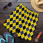Yellow Blue And Black Argyle Print Men's Shorts