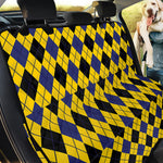 Yellow Blue And Black Argyle Print Pet Car Back Seat Cover