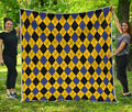 Yellow Blue And Black Argyle Print Quilt