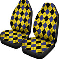 Yellow Blue And Black Argyle Print Universal Fit Car Seat Covers