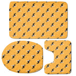 Yellow Boston Terrier Pattern Print 3 Piece Bath Mat Set