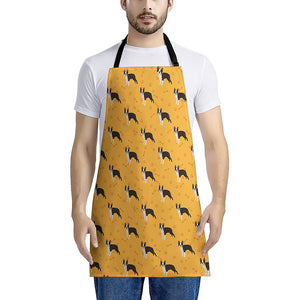 Yellow Boston Terrier Pattern Print Apron