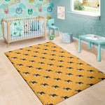 Yellow Boston Terrier Pattern Print Area Rug