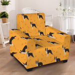 Yellow Boston Terrier Pattern Print Armchair Slipcover