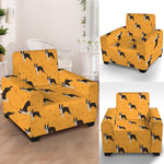 Yellow Boston Terrier Pattern Print Armchair Slipcover