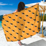 Yellow Boston Terrier Pattern Print Beach Sarong Wrap