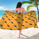 Yellow Boston Terrier Pattern Print Beach Sarong Wrap